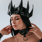 Gothic Leather Crown, Impressive Costume Accessories For Women - Wonder Skull